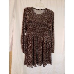 Women's Zudio Black Floral Long Sleeve Dress Size XL